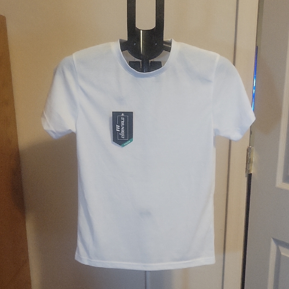 Essentials White Crewneck Tee with Logo Print